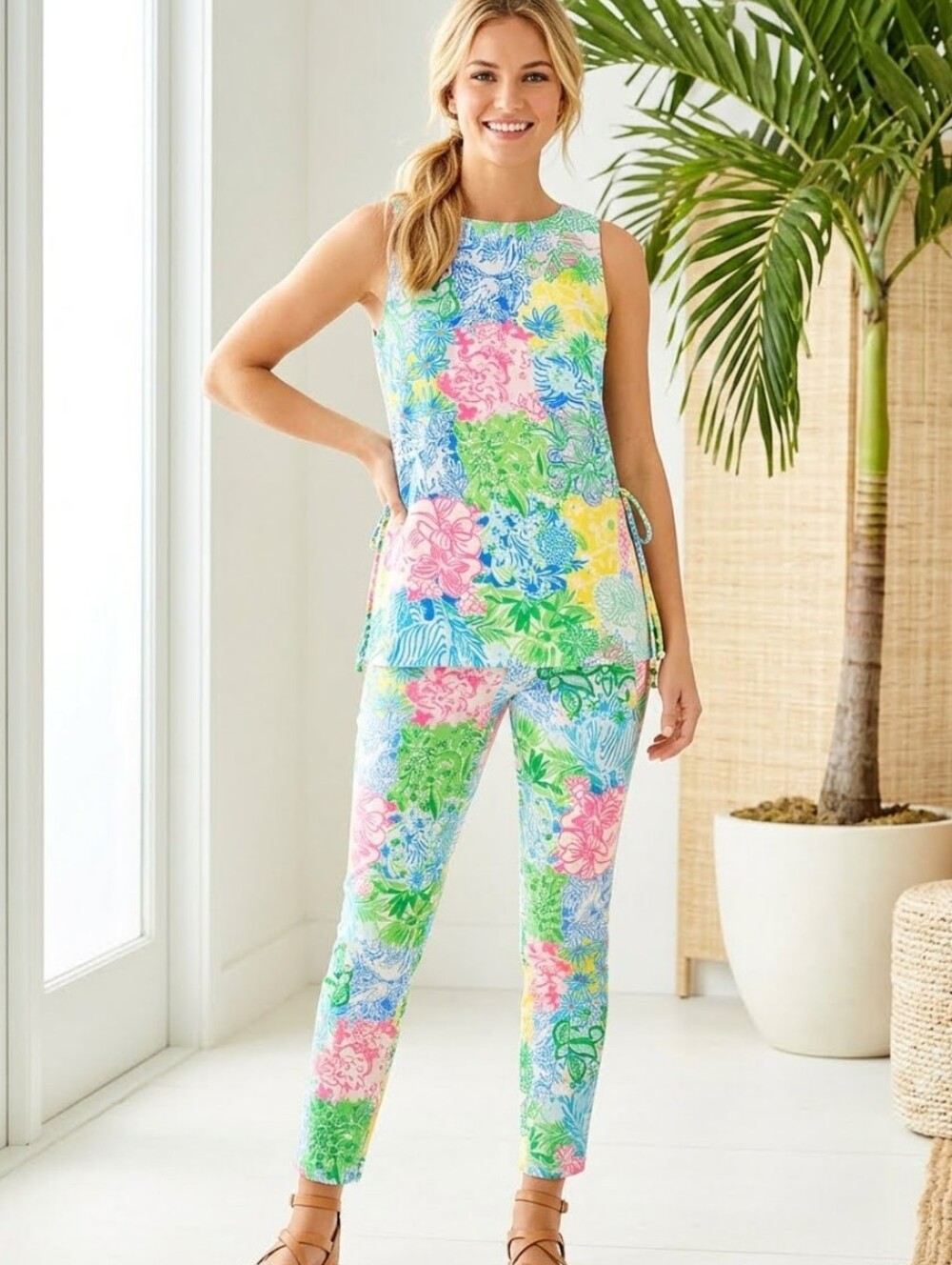 Lilly Pulitzer Donna Top & South Ocean Skinny Pants Two Piece Matching Set XS 4